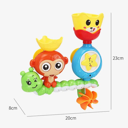 Monkey Caterpillar Bath Toy, Wall Suction Track, Kids' Shower Game