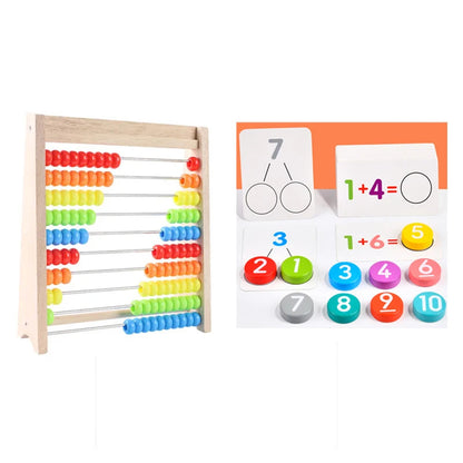 Montessori Wooden Abacus – Rainbow Counting Beads
