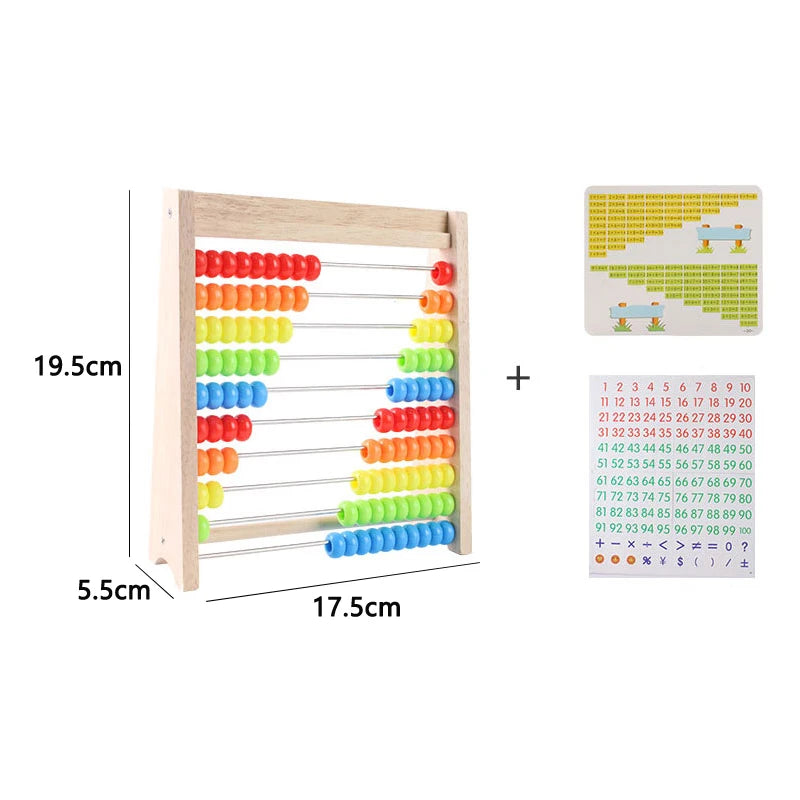 Montessori Wooden Abacus – Rainbow Counting Beads