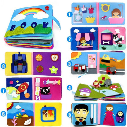 3D Montessori Busy Board: Sensory Cloth Story Book for Babies 0-3 Years