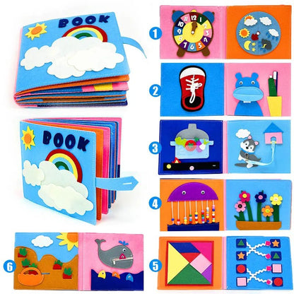 3D Montessori Busy Board: Sensory Cloth Story Book for Babies 0-3 Years