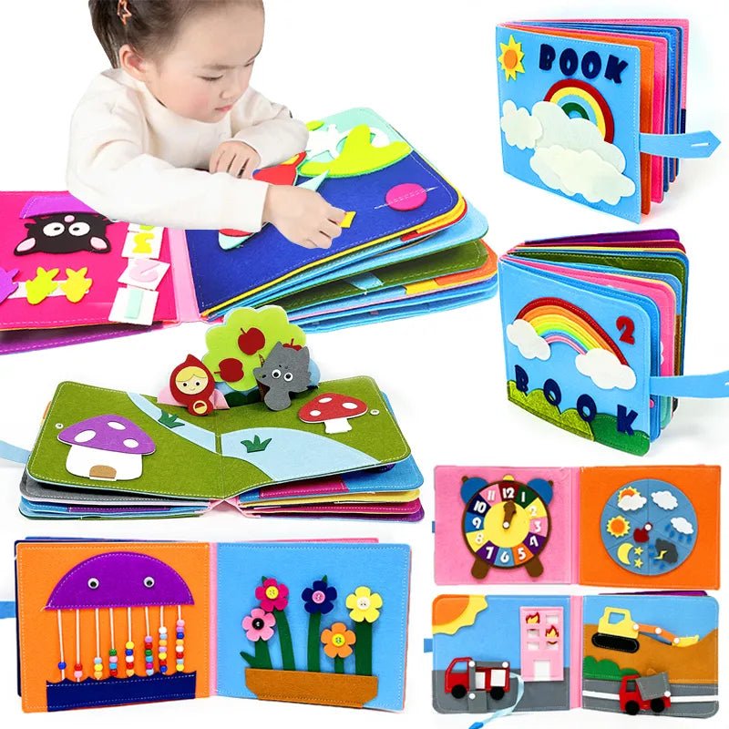 3D Montessori Busy Board: Sensory Cloth Story Book for Babies 0-3 Years
