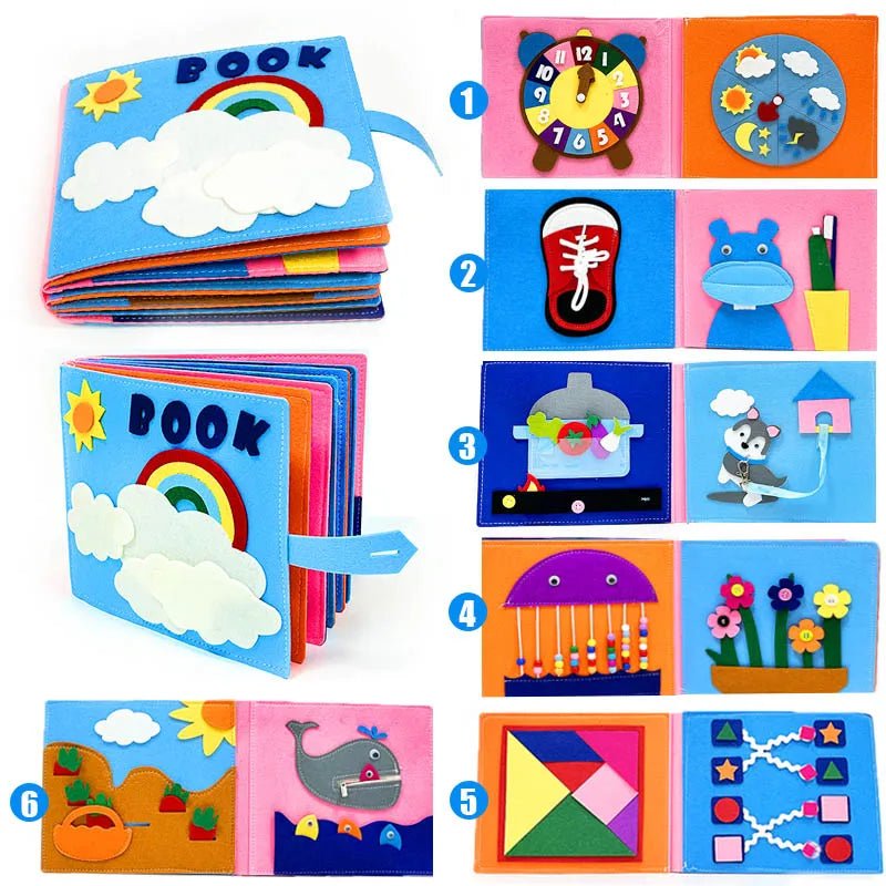 3D Montessori Busy Board: Sensory Cloth Story Book for Babies 0-3 Years