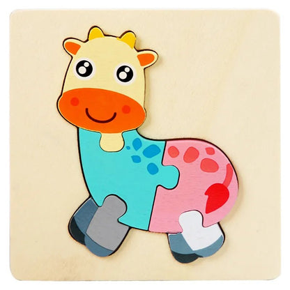 Colorful Animal Wooden Puzzle - Kids' Educational Jigsaw Toy