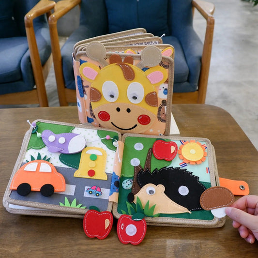 Montessori Fawn Cartoon Animal Cloth Book: Soft Activity for Baby Girls