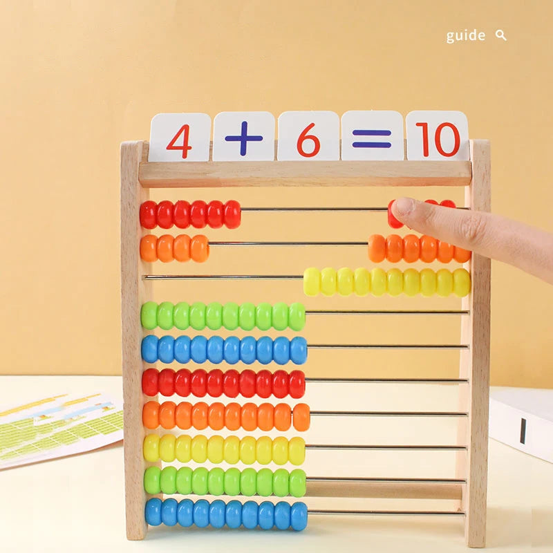 Montessori Wooden Abacus – Rainbow Counting Beads