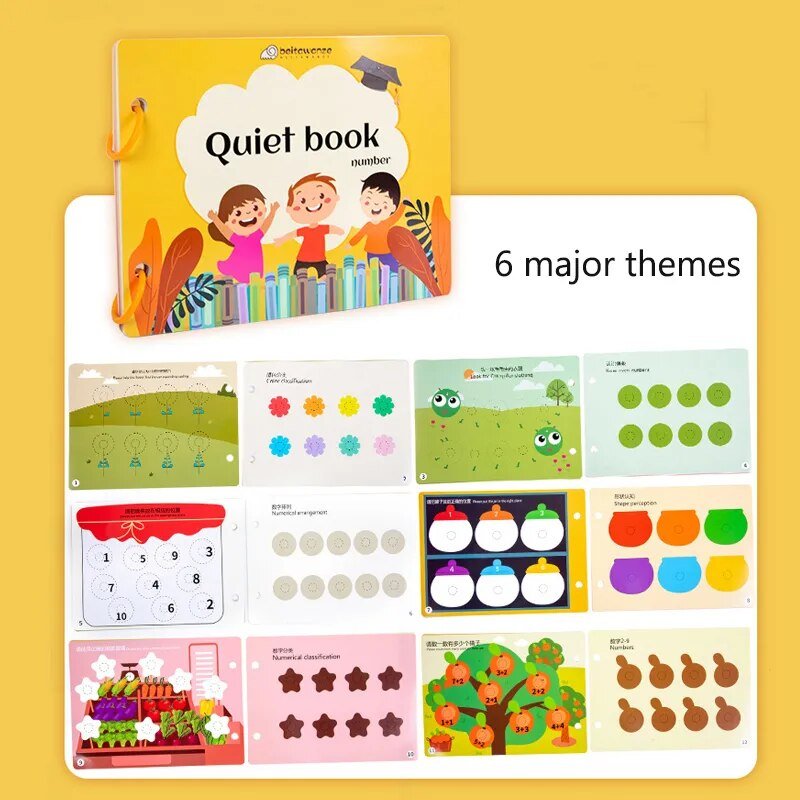 Montessori Quiet Book: Animal Numbers Puzzle Game for Kids