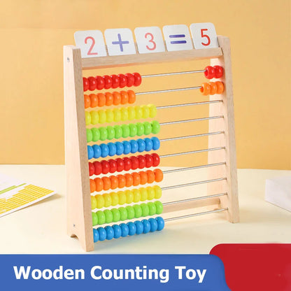Montessori Wooden Abacus – Rainbow Counting Beads