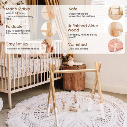 1Set Wooden Rattle Teethers & Play Gym for Newborns