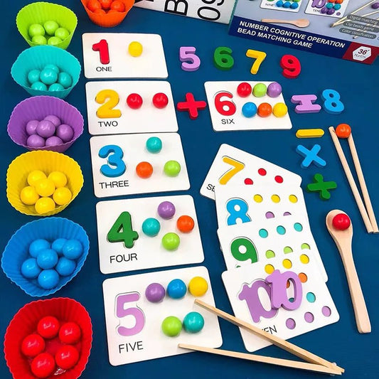 Montessori Wooden Clip Beads: Color Sorting Toy