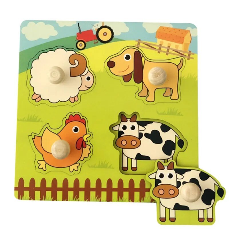 Montessori Wooden Puzzle Games for Babies 1-3 Years
