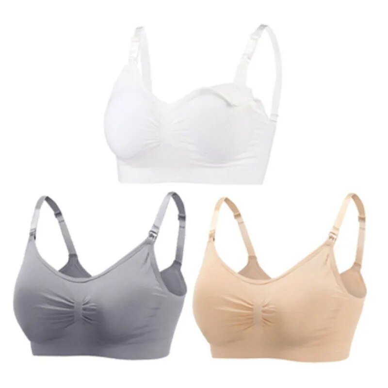 3pc Maternity Nursing Bra Set - Seamless, Breathable Cotton