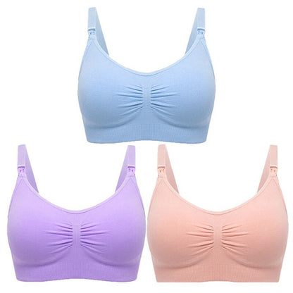 3pc Maternity Nursing Bra Set - Seamless, Breathable Cotton