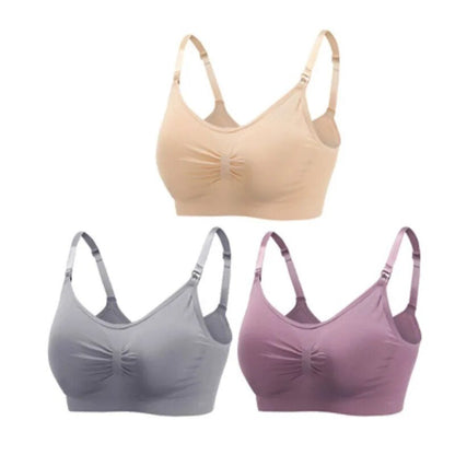 3pc Maternity Nursing Bra Set - Seamless, Breathable Cotton