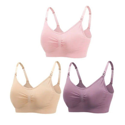 3pc Maternity Nursing Bra Set - Seamless, Breathable Cotton