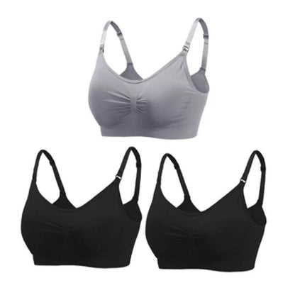 3pc Maternity Nursing Bra Set - Seamless, Breathable Cotton