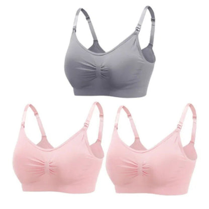 3pc Maternity Nursing Bra Set - Seamless, Breathable Cotton