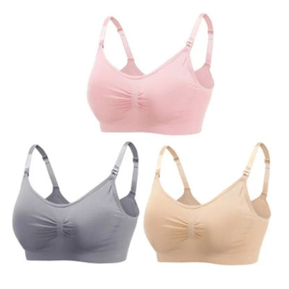 3pc Maternity Nursing Bra Set - Seamless, Breathable Cotton