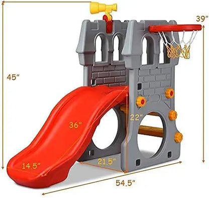 5-in-1 Toddler Slide & Climber with Hoop, Telescope & Tunnel