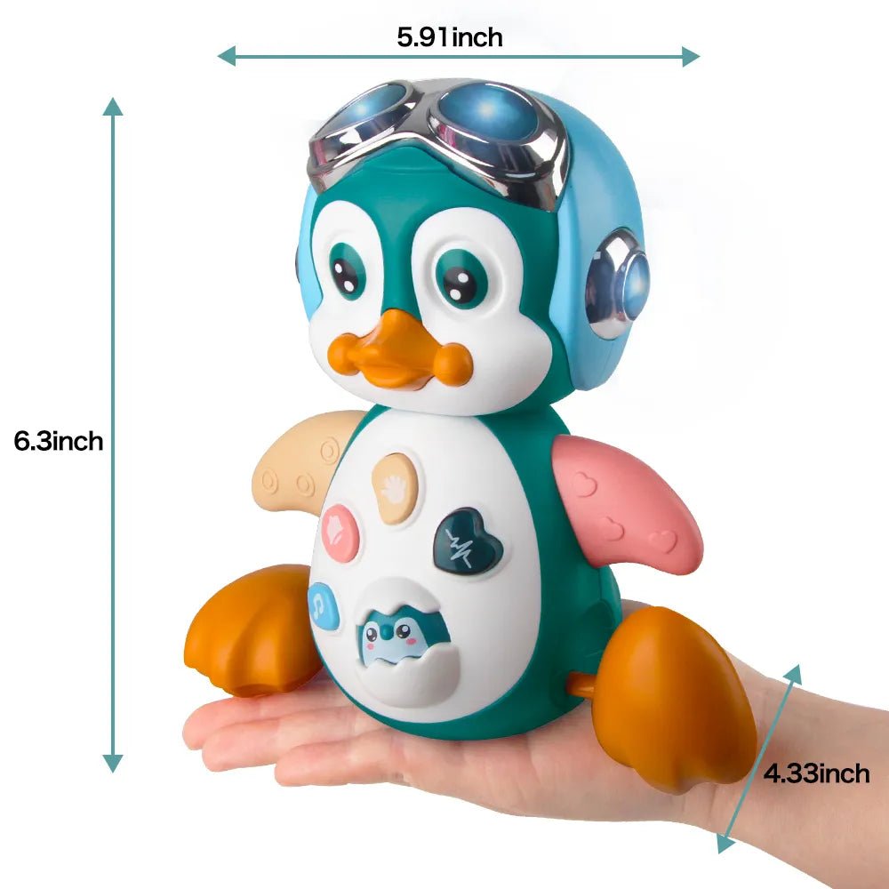 Musical Penguin Crawling Toy - Light-Up Walking &amp; Dancing
