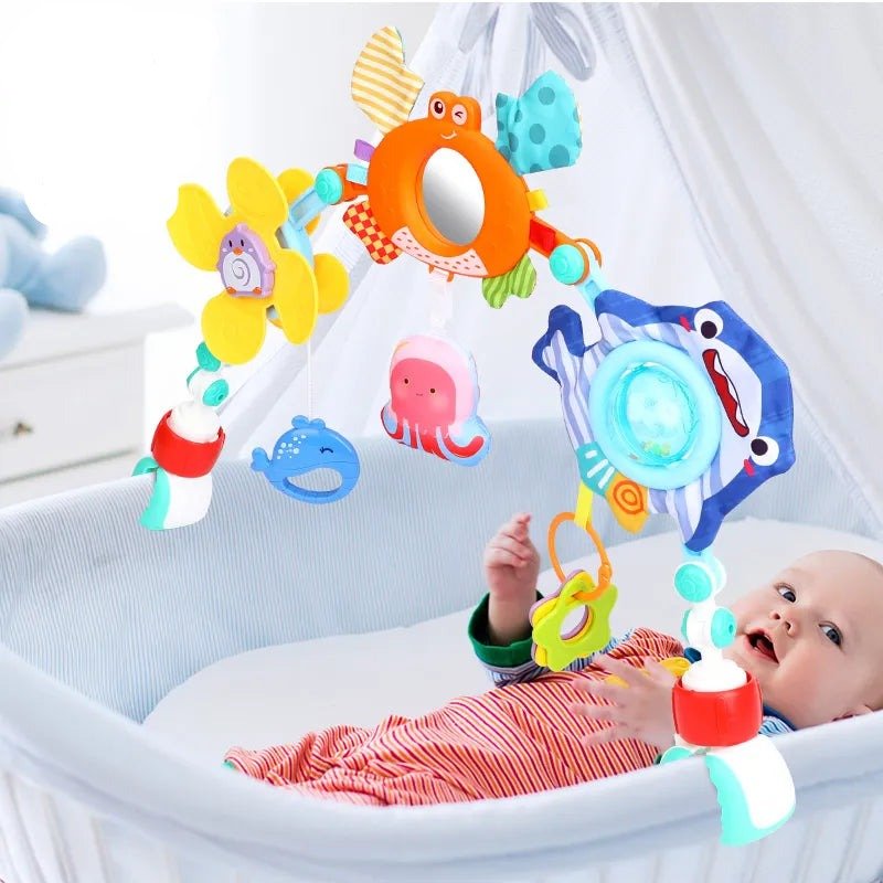 Musical Rattle Stroller Arch - Adjustable Crib Mobile for Newborns