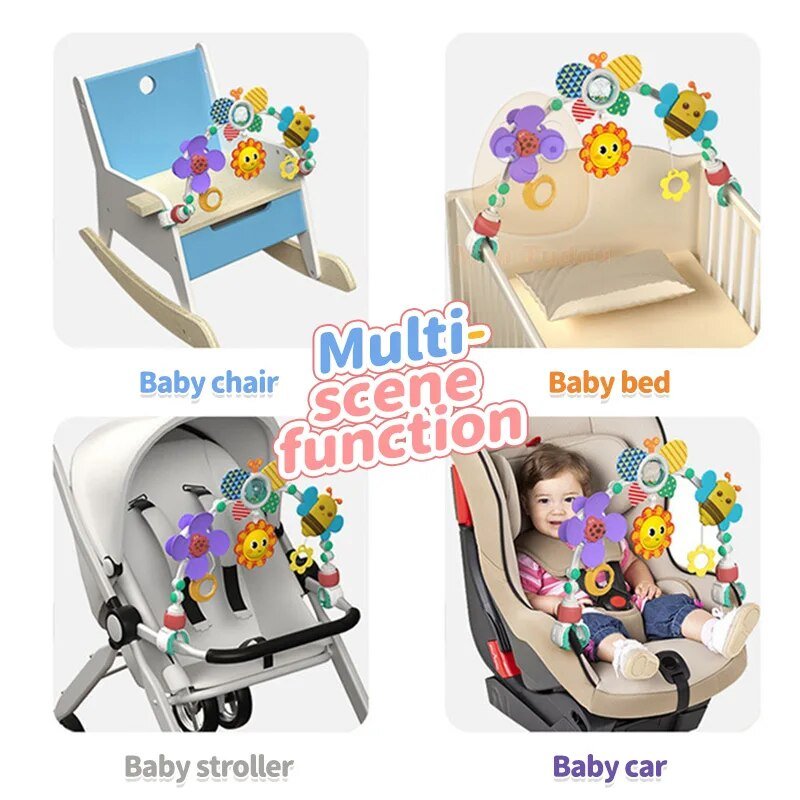 Musical Rattle Stroller Arch - Adjustable Crib Mobile for Newborns