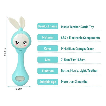 Musical Teether Rattle for Babies 0-12 Months - Bed and Stroller