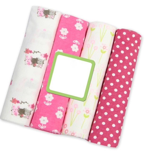 4Pcs/Lot Muslin 100% Cotton Flannel Baby Swaddles Soft Newborns Blankets