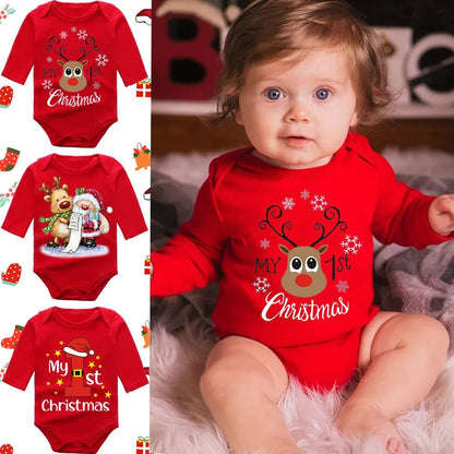 My First Christmas Newborn Rompers - Long Sleeve Jumpsuits