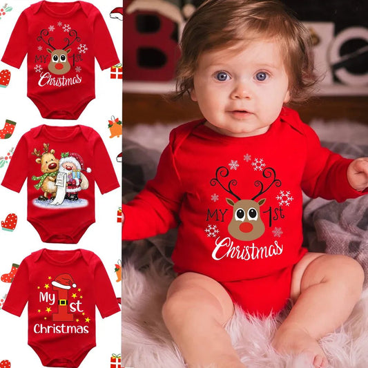 My First Christmas Newborn Rompers - Long Sleeve Jumpsuits