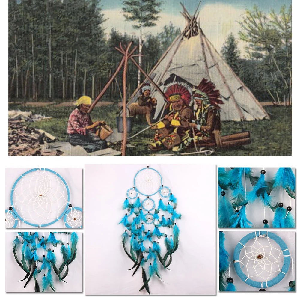 Handmade Indian Dream Catcher with Rattan & Feathers