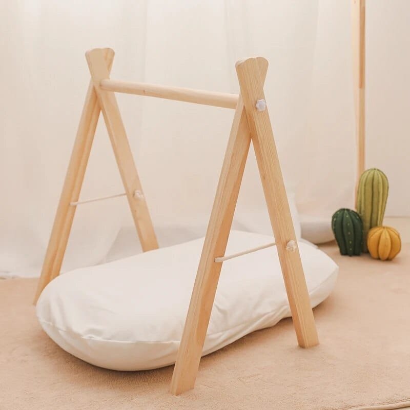 Natural Wooden Baby Gym & Teether (CE Certified, 0–12M)