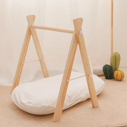 Natural Wooden Baby Gym & Teether (CE Certified, 0–12M)