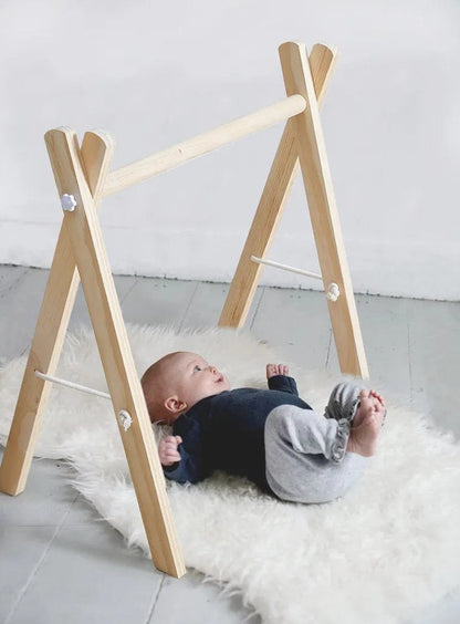 Natural Wooden Baby Gym & Teether (CE Certified, 0–12M)