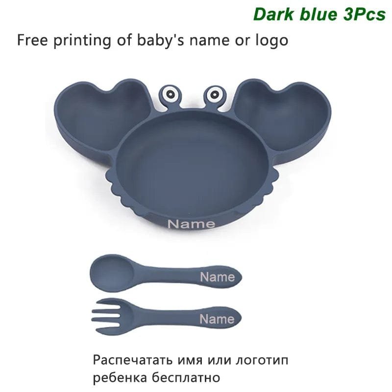 Personalized Baby Crab Plate Set with Suction Bowl