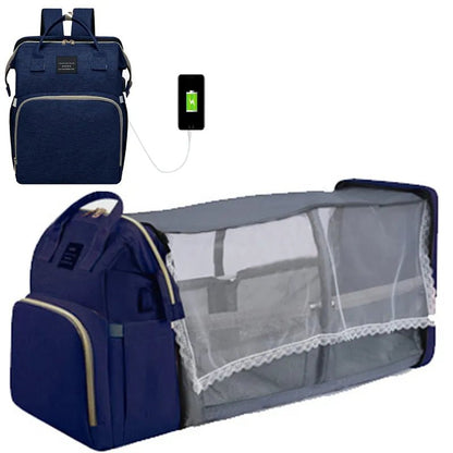 Folding Mommy Bag: Portable Crib Bed & Large-capacity Baby Backpack