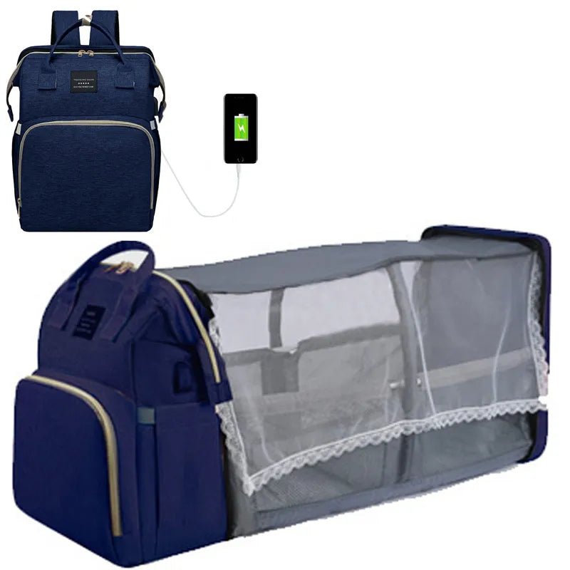 Folding Mommy Bag: Portable Crib Bed & Large-capacity Baby Backpack