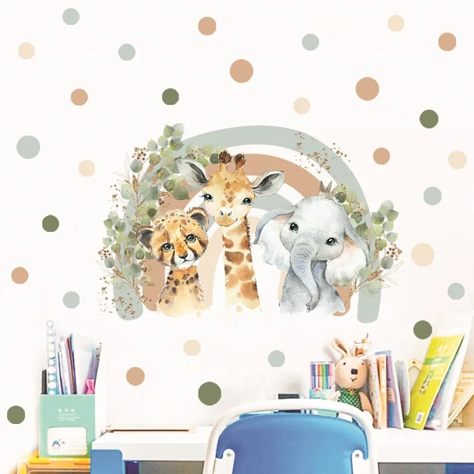Boho African Animal Wall Decals - Giraffe & Elephant Art