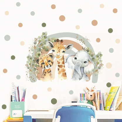 Boho African Animal Wall Decals - Giraffe & Elephant Art