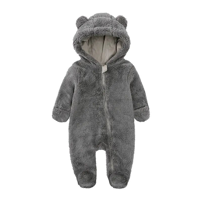 Cozy Bear-Themed Winter Jumpsuit for Newborns (0-12M)
