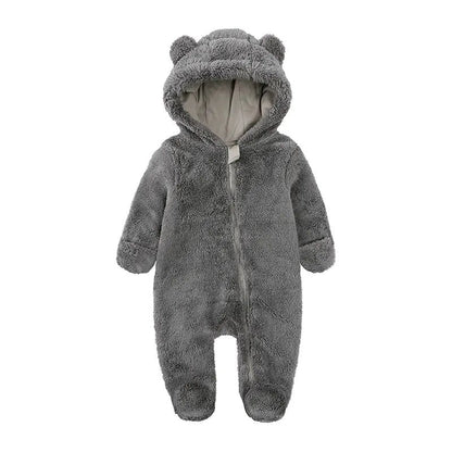 Cozy Bear-Themed Winter Jumpsuit for Newborns (0-12M)