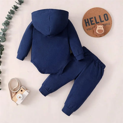0-24M Newborn Hoodie & Pants Set - Spring Baby Boy Outfit