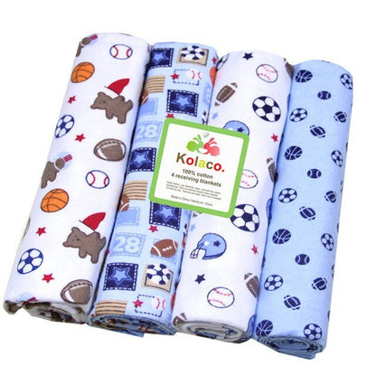 4Pcs/Lot Muslin 100% Cotton Flannel Baby Swaddles Soft Newborns Blankets
