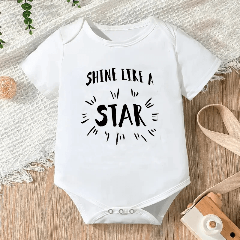 Newborn Letter Print Romper - Unisex 0-12M