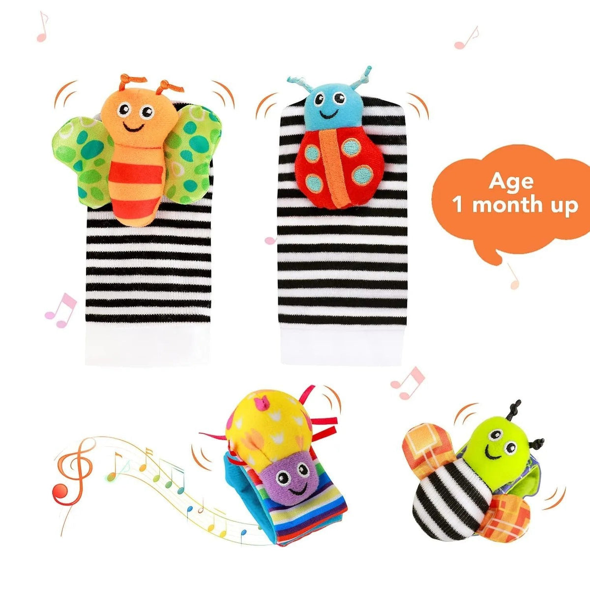 4-Piece Baby Rattle & Foot Finder Socks Set (12 Months+)