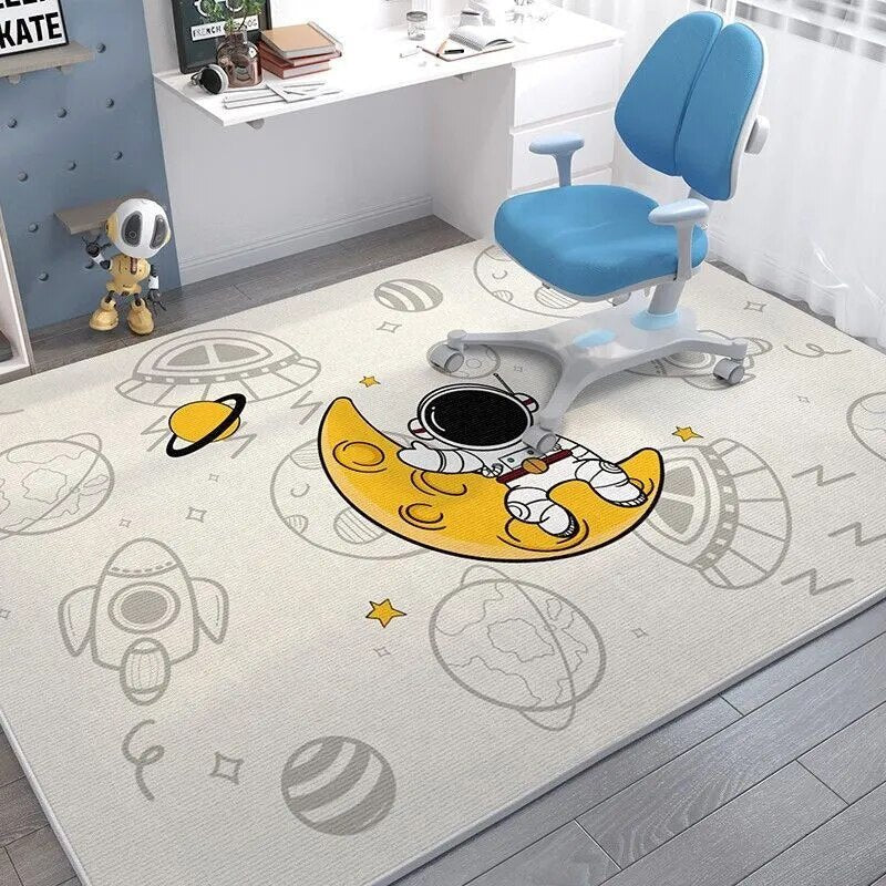 Cartoon Spaceman Rug - Non-Slip, Fashionable Mat for Kids' Rooms