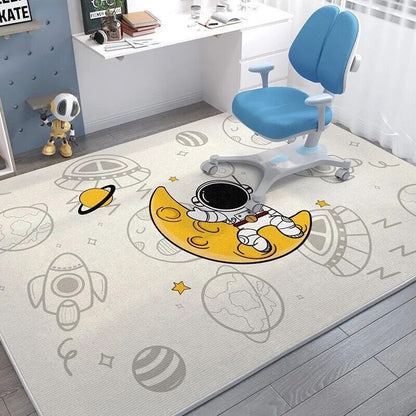 Cartoon Spaceman Rug - Non-Slip, Fashionable Mat for Kids' Rooms