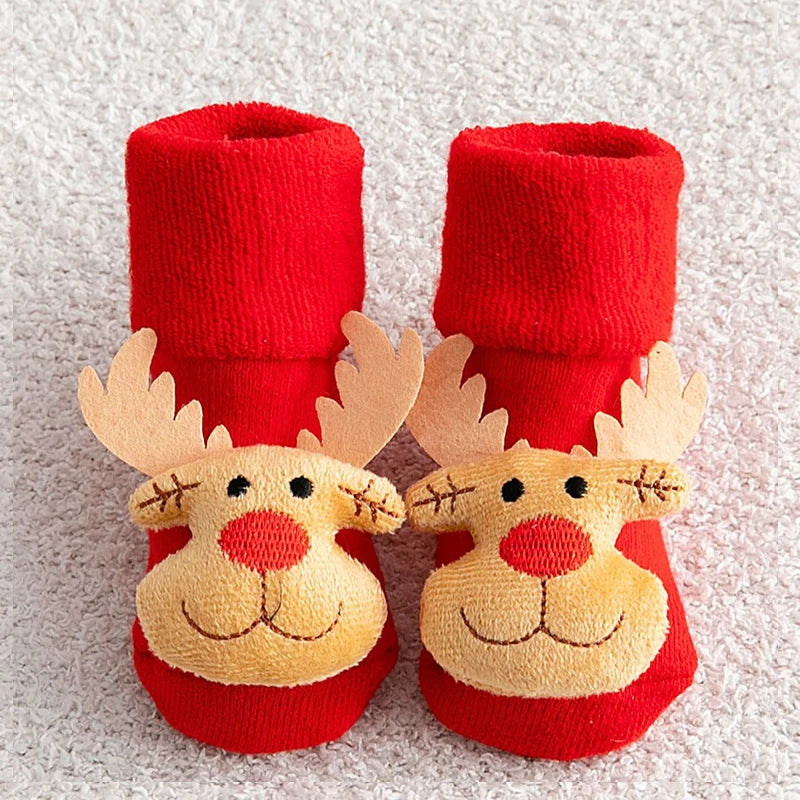 Non-slip Cotton Kids Socks - Christmas Print for Toddlers & Infants