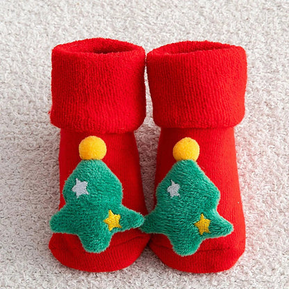Non-slip Cotton Kids Socks - Christmas Print for Toddlers & Infants