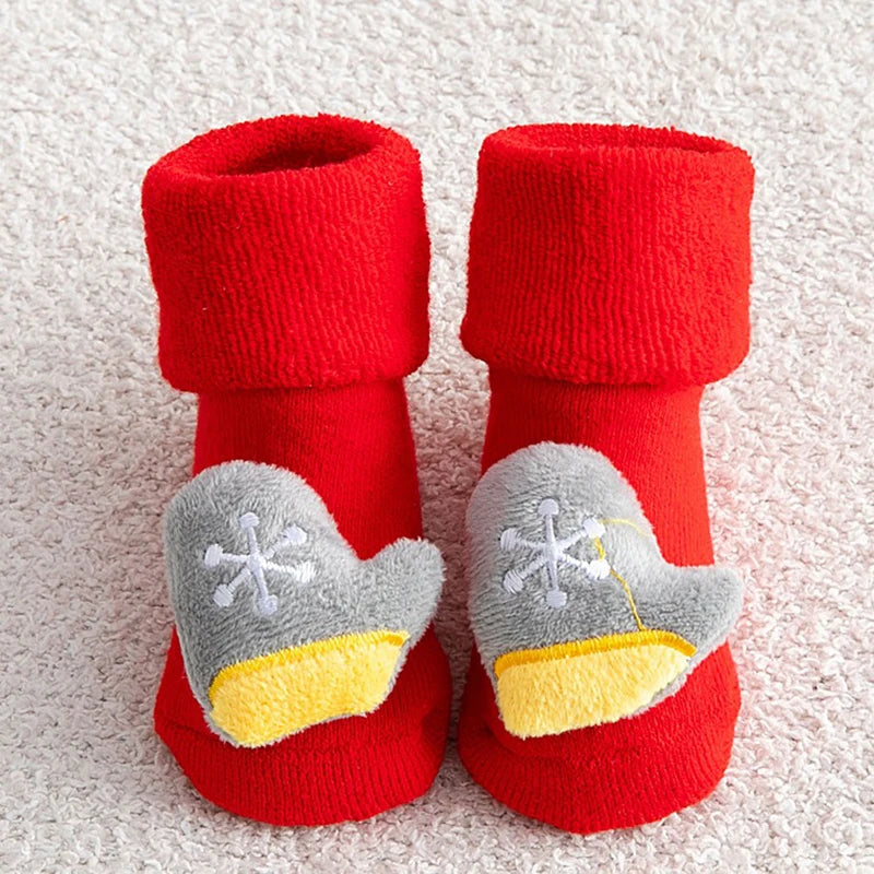 Non-slip Cotton Kids Socks - Christmas Print for Toddlers & Infants